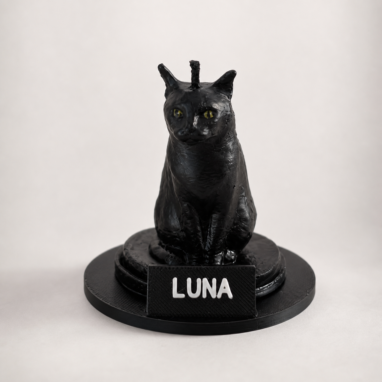 Vela de gato Luna con base personalizada