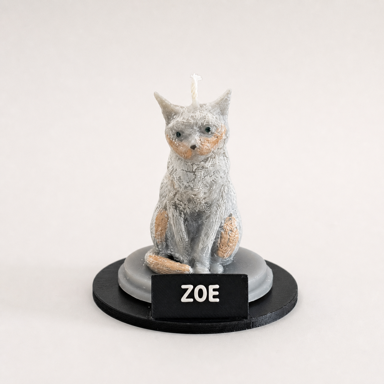 Vela de gato Zoe con base personalizada
