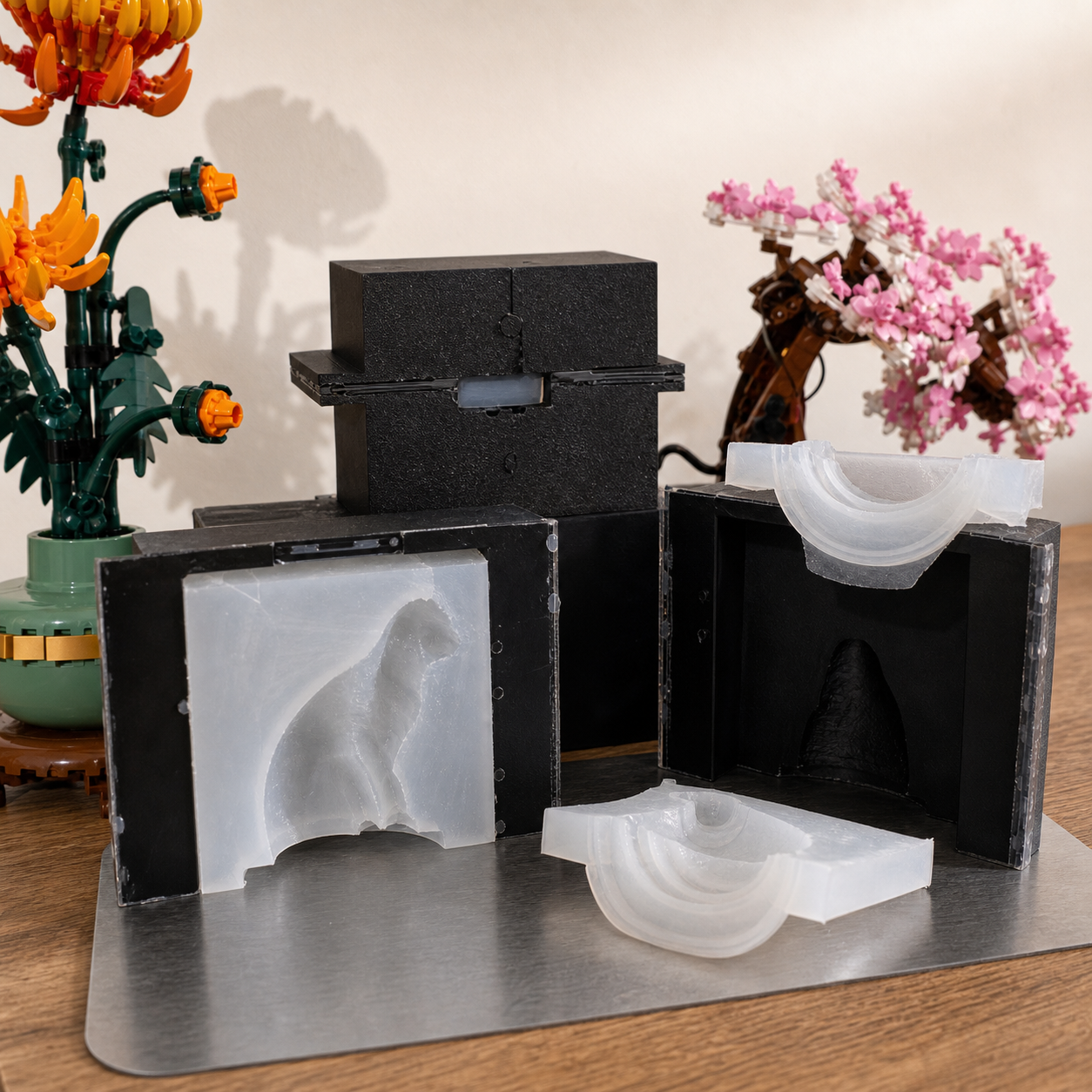 Molde de silicona y piezas de plastico